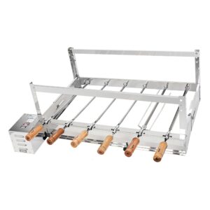 CHURRASQUEIRA 06 ESPETOS ROTATIVA INOX DESMONTÁVEIS