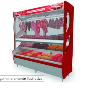 BALCAO EXPOSITOR VERTICAL PARA AÇOUGUE INOX 2,10M